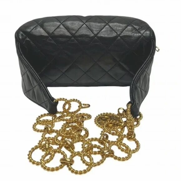 Authentic RARE CHANEL 1991 runway black chain medallion bum bag waist bag - Picture 3 of 13